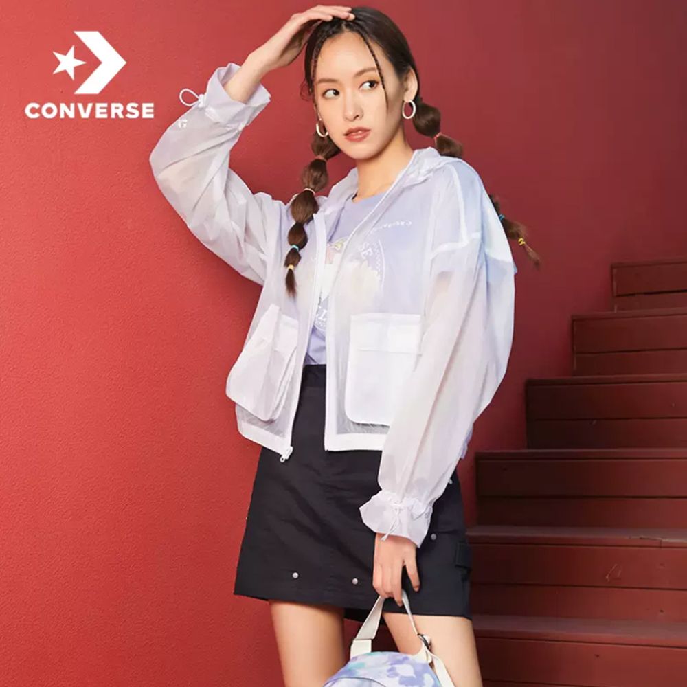 CONVERSE TRANSPARENT JACKET 休閒外套 薄外套 女外套 白色-10023200-A01