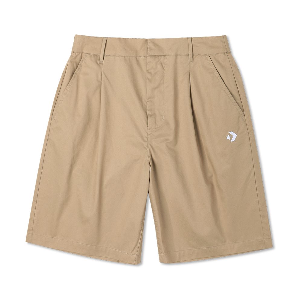 CONVERSE WOVEN FIXED SHORT 短褲 女 淺卡其-10024667-A02