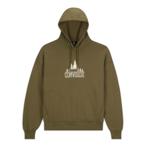 CONVERSE COUNTER CLIMATE GRAPHIC HOODIE 連帽上衣 帽T 女 綠色-10025035-A02