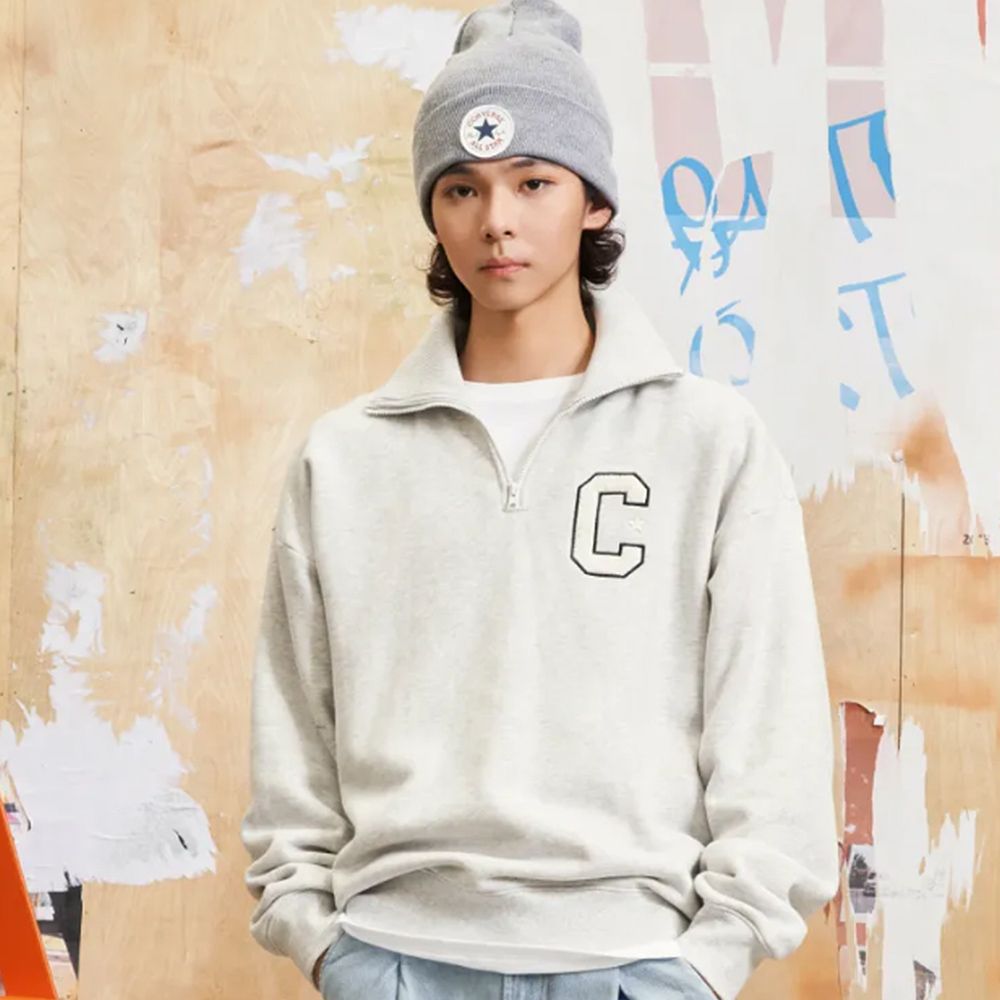  【CONVERSE】ESSENTIAL SWEATSHIRT 長袖上衣 男女 灰色-10026553-A03