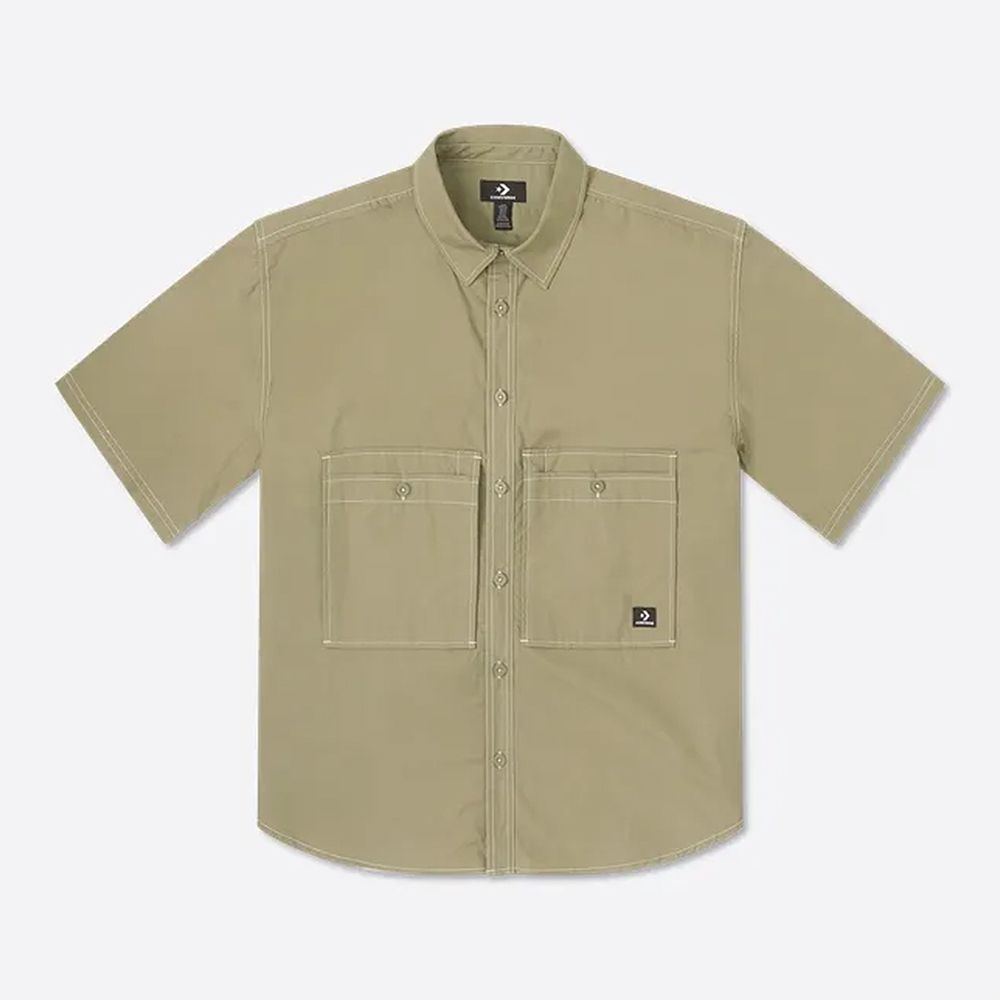  【CONVERSE】WORDMARK UTILITY SHIRT 短袖襯衫 男 綠色_10026433-A02