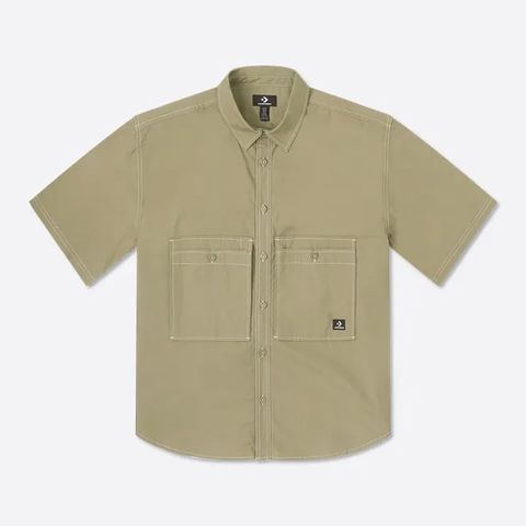 【CONVERSE】WORDMARK UTILITY SHIRT 短袖襯衫 男 綠色_10026433-A02