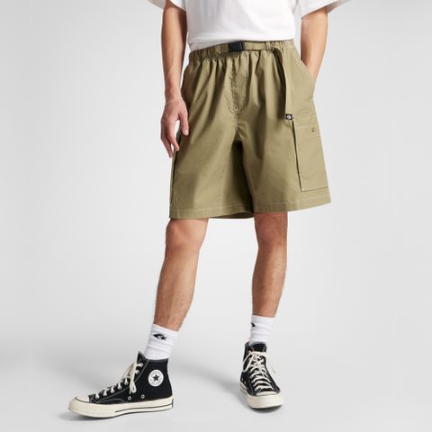 【CONVERSE】UTILITY BAGGY SHORT 短褲 男 綠色_10026434-A01