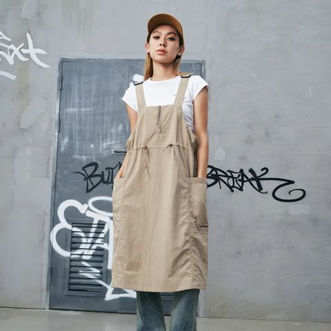 CONVERSE UTILITY BIB DRESS 春夏洋裝 工裝裙 女 卡其色_10027657-A01