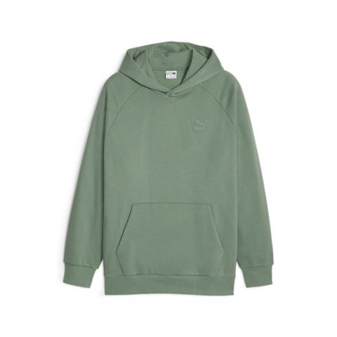 【PUMA】流行系列Classics質感長厚連帽T恤(N) 連帽上衣 男女款 綠色 帽T-62521844