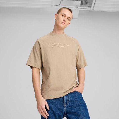 【PUMA】流行系列Classics+短袖T恤(M) 短袖上衣 男 卡其色-62672167