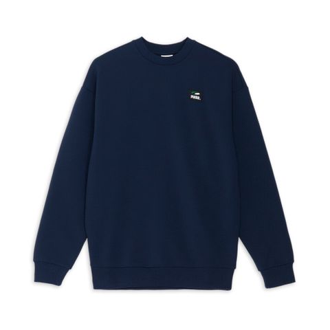 【PUMA】流行系列PUMAS圓領衫(M) 圓領套頭衫 男 深藍色 大學T-62814414