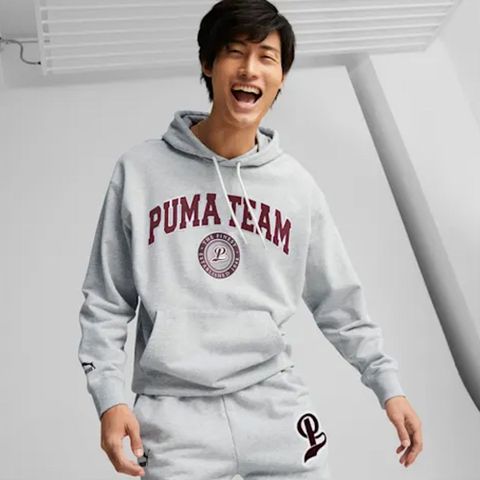 【PUMA】 流行系列Puma T長厚連帽T恤 連帽上衣 男 灰色-53917004