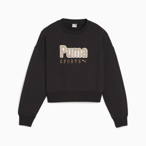 PUMA 【PUMA】流行系列P.Team寬鬆圓領衫(F) 長袖上衣 女 黑色-62431801