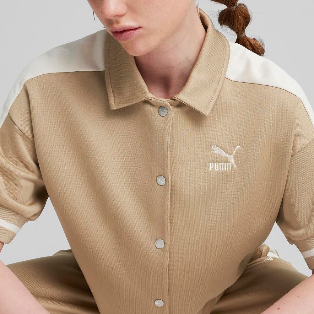 PUMA 彪馬 【PUMA】流行系列Fanbase T7短袖外套(F) 休閒外套 女 淺棕色-62434383