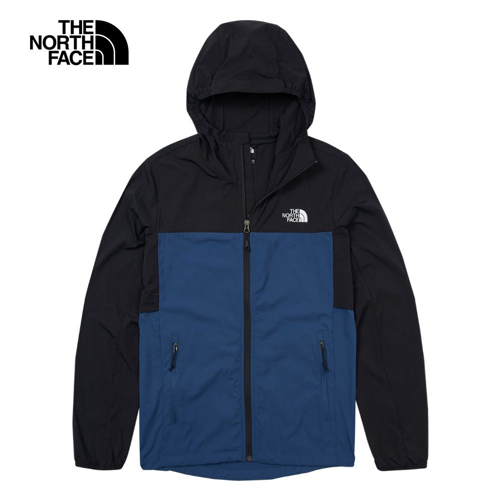 The North Face 北面 男 UPF黑藍拼接涼感防曬休閒連帽外套-NF0A87VYMPF