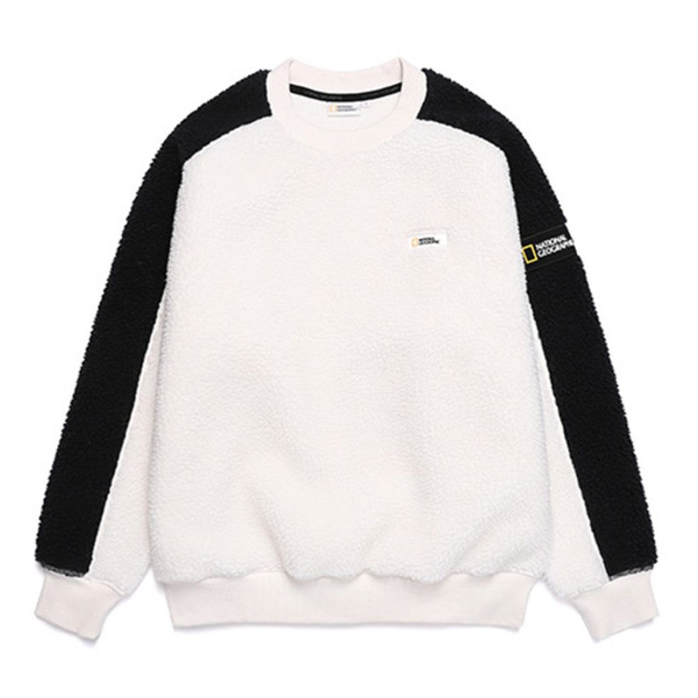  【National Geographic】Sleeve Color FLEECE MTM 男女 圓領套頭衫 象牙白-N204USW150015