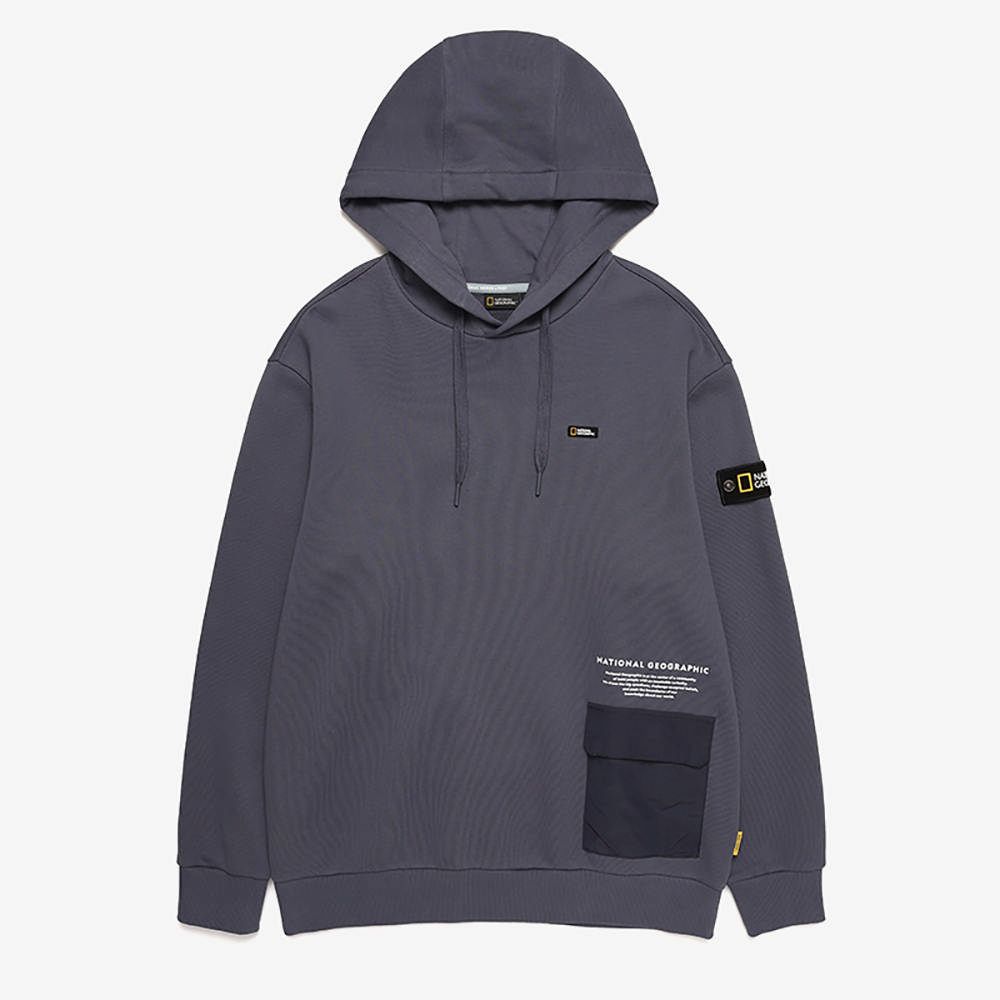  【National Geographic】OVERFIT WOVEN POCKET CONCEPT HOODIE 男女 連帽上衣 海港藍-N213UHD030165