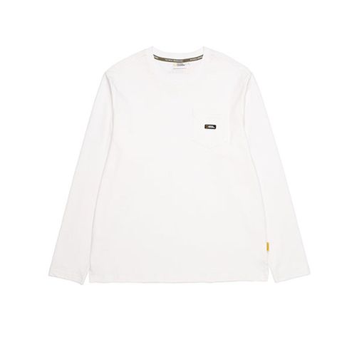 【National Geographic】PALCOC SMALL LOGO LONG SLEEVE ROUND 男女 長袖上衣 白-N213UTS010010