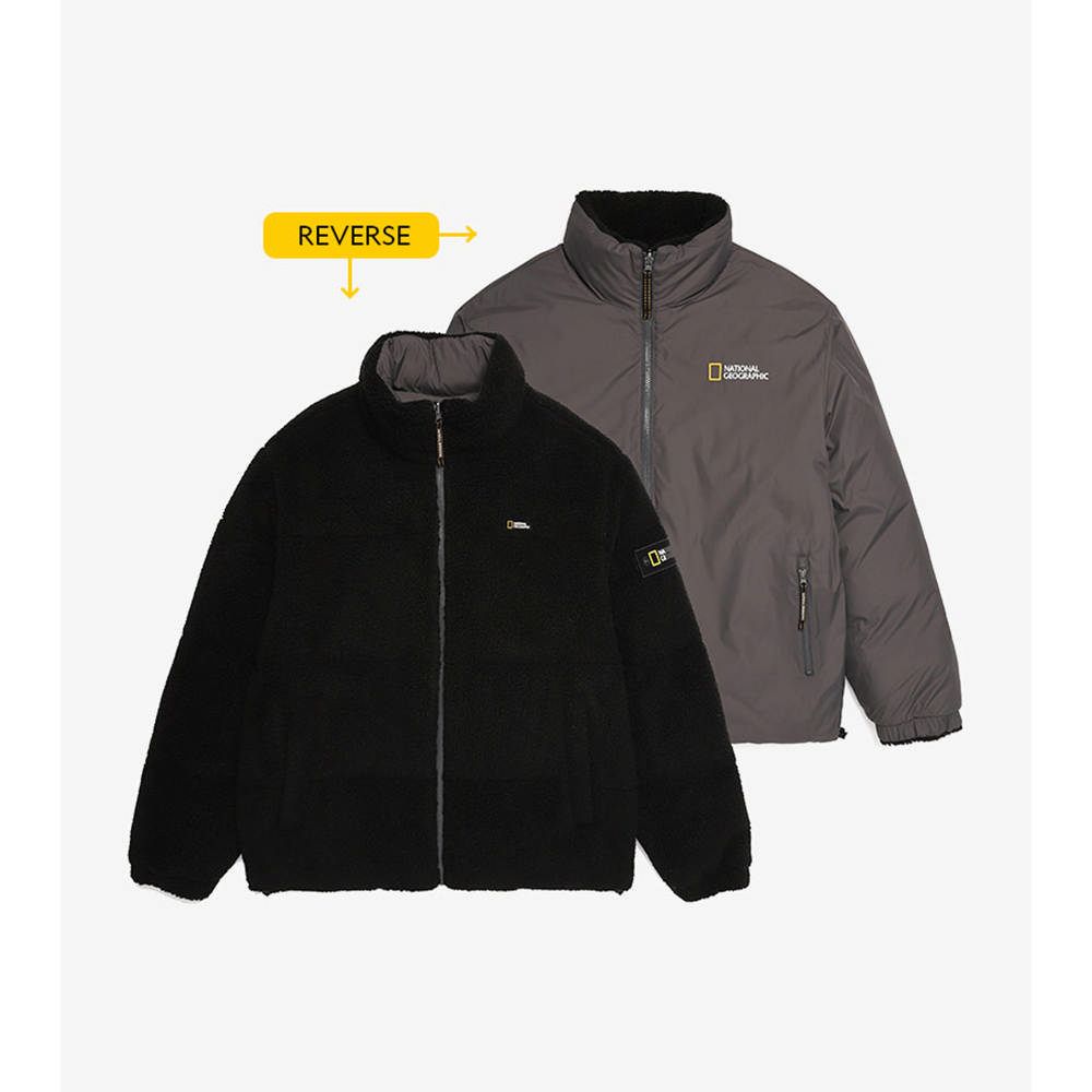  【National Geographic】REVERSABLE FLEECE DOWN-JACKET 男女 羽絨外套 炭黑-N214UDW903198