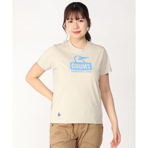 CHUMS Booby Face T-Shirt 短袖上衣 男 米灰/藍色-CH012278G075