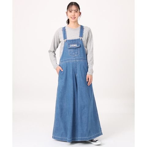 CHUMS Beaver All Over The Overall Gaucho Pants 牛仔吊帶寬褲 女 藍色-CH181289N035