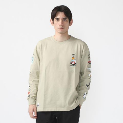 CHUMS Oversized Utah Tours L/S T-Shirt 長袖上衣 男 米灰色-CH012346G057