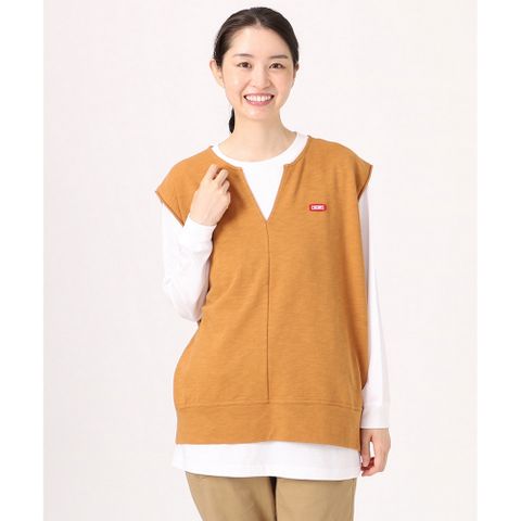 【CHUMS】Keystone Ladys L/S Layard T-Shirt 兩件式長袖上衣 女 棕色-CH181272B005