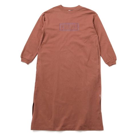 【CHUMS】Heavy Weight CHUMS Logo L/S Dress 長袖洋裝 女 棕色-CH181274B005