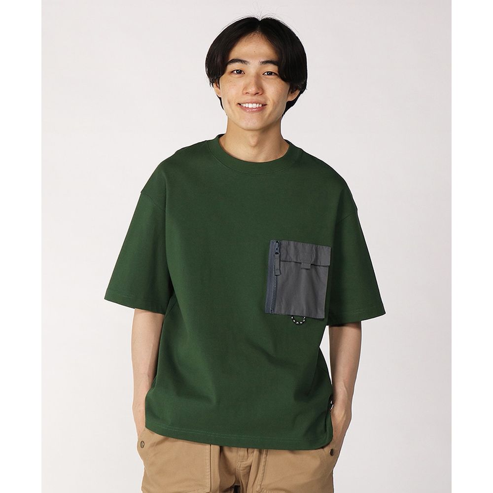 CHUMS Heavy Weight Zip Pocket T-Shirt 短袖上衣 男 深綠色-CH012358M080