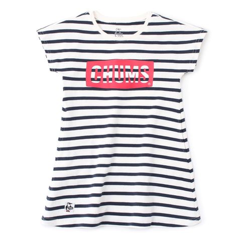 CHUMS Kids CHUMS Logo Dress 短袖洋裝 中大童 白/深藍色-CH211284W075