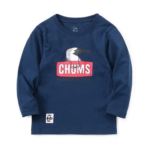 CHUMS Kids Old Booby Face Brushed L/S T-Shirt 長袖上衣 中大童 深藍色-CH211289N001