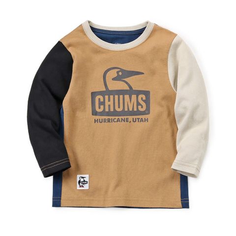 CHUMS Kids Booby Face Brushed L/S T-Shirt 長袖上衣 中大童 米色-CH211293C081