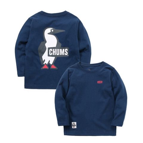 CHUMS Kids Booby Logo Brushed L/S T-Shirt 長袖上衣 中大童 深藍色-CH211294N001