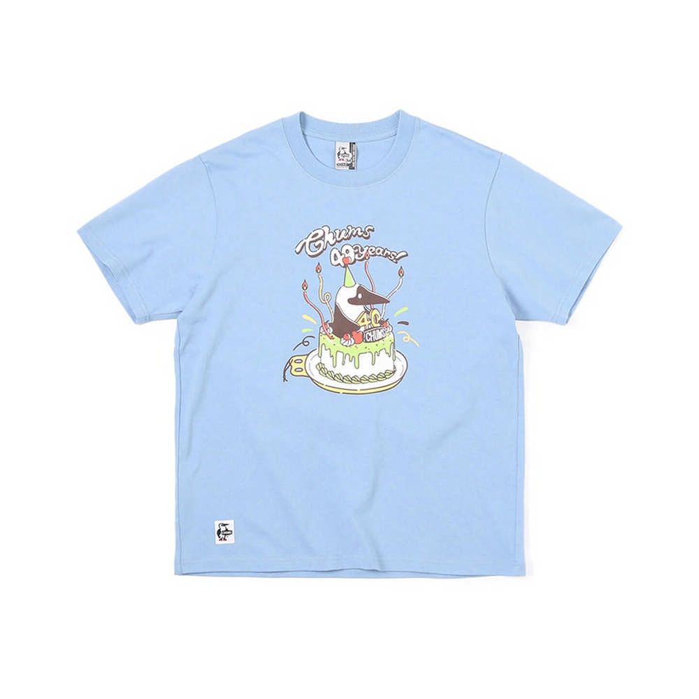 CHUMS 40 Years Cake T短袖上衣 天空藍-CH012390A056