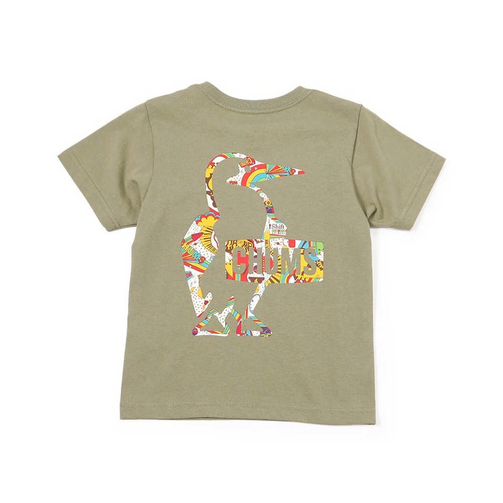  【CHUMS】Kids Booby Logo Rainbow Islands T短袖上衣 卡其綠-CH211320M022