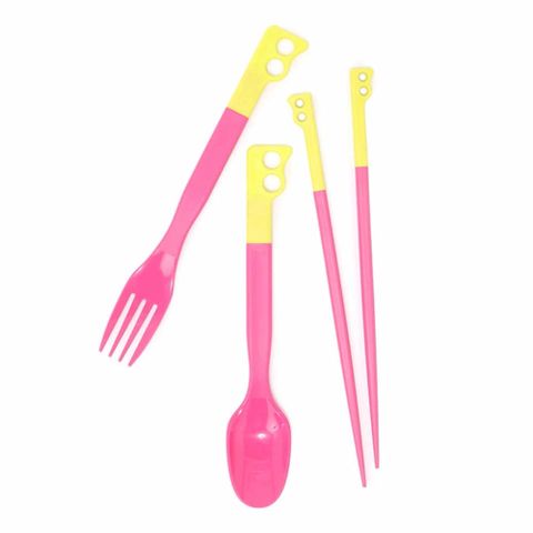 CHUMS Camper Cutlery Set餐具 萊姆黃/粉-CH621734M094