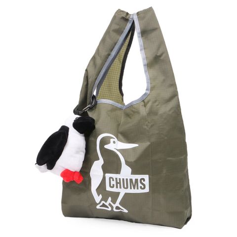 CHUMS Booby Eco Bag造型購物袋 卡其綠/白-CH603452M109