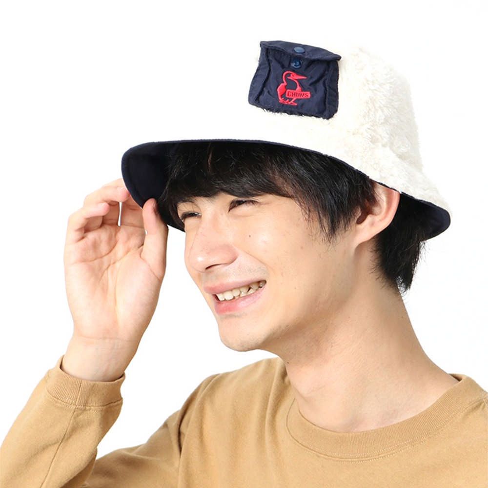 CHUMS Elmo Fleece Reversible Bucket Hat 男女 雙面保暖帽 白/藍