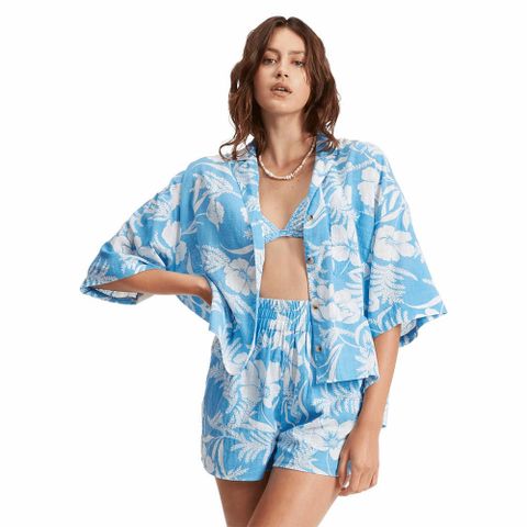 【BILLABONG】女 ALL GOOD J WVTP BLL0 短襯衫 藍-ABJWT00179BLL0