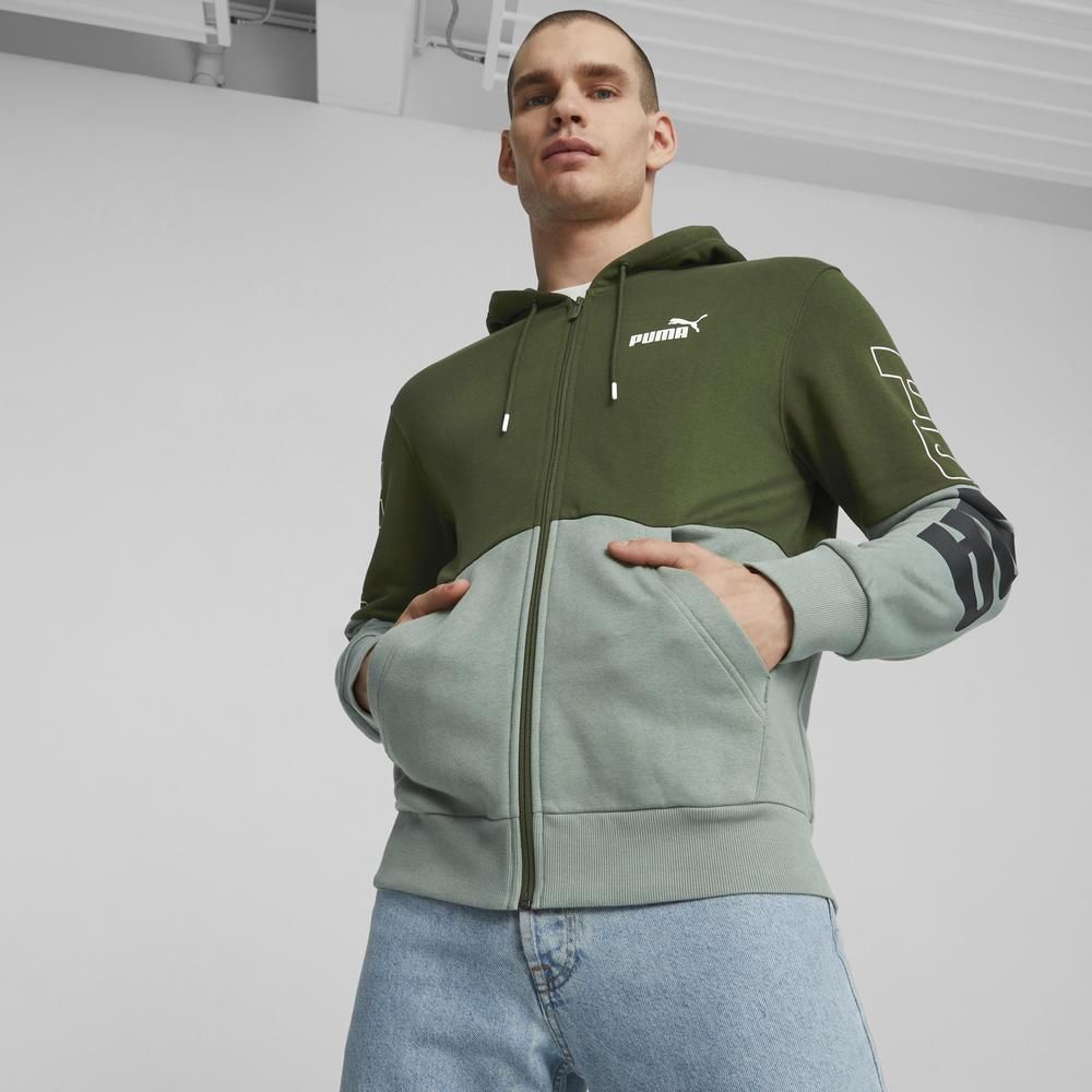 PUMA 彪馬 【PUMA官方旗艦】基本系列Power撞色連帽外套 男性 67591131
