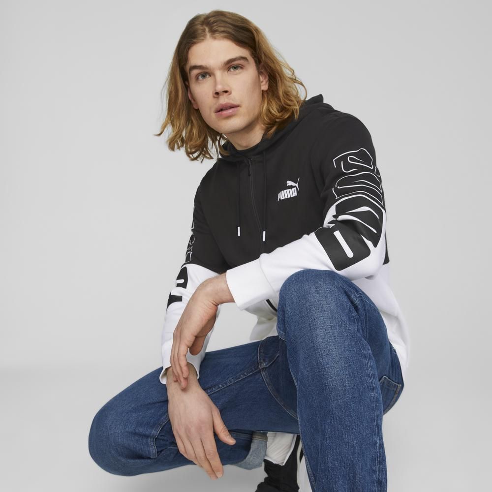 PUMA 彪馬 【PUMA官方旗艦】基本系列Power撞色連帽外套 男性 67591101