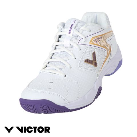 【VICTOR 勝利體育】羽球鞋 寬楦(P9200TD AJ 白/自由紫)