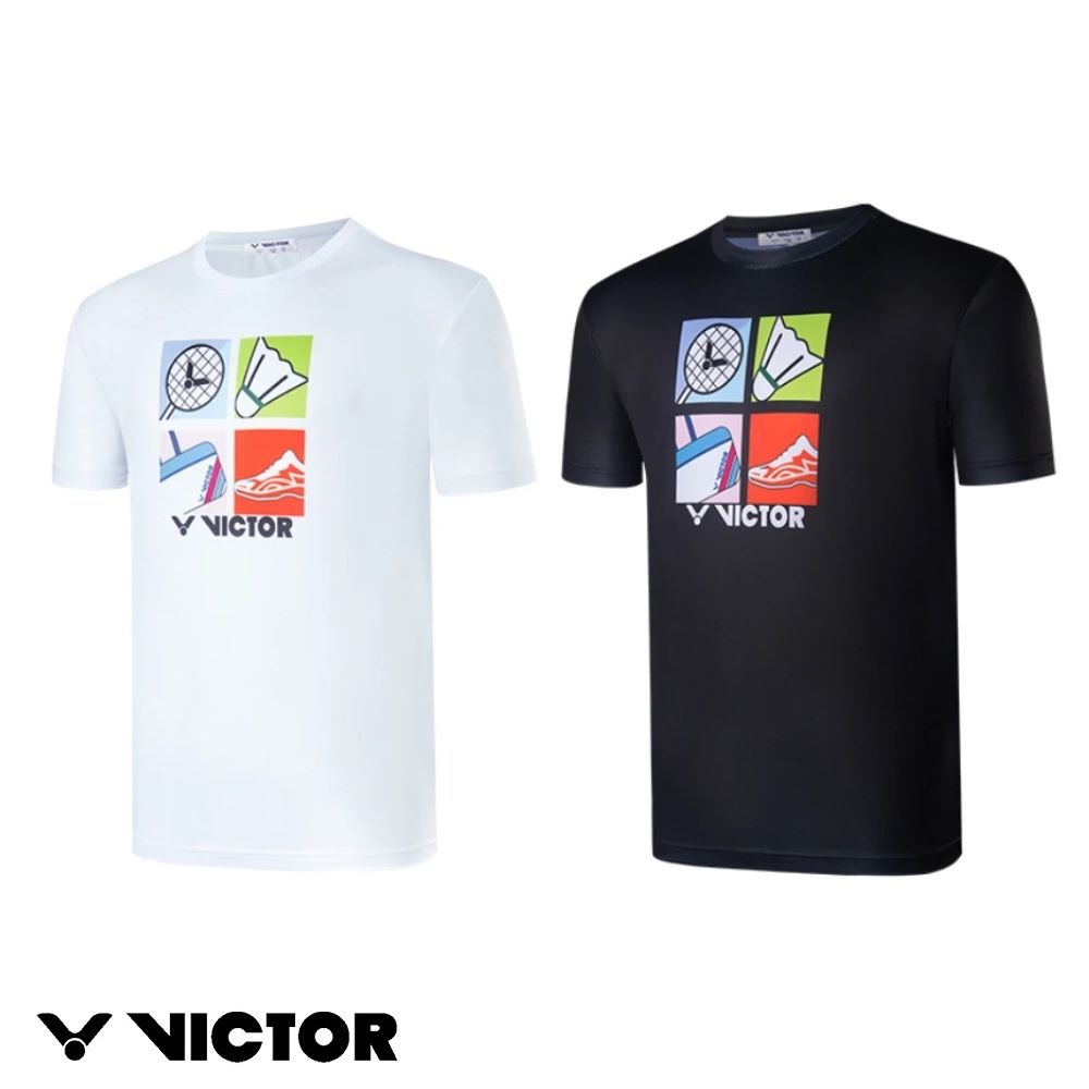 VICTOR 勝利體育 四格羽球 T-Shirt 中性款(T-2303 A/C 白/黑)