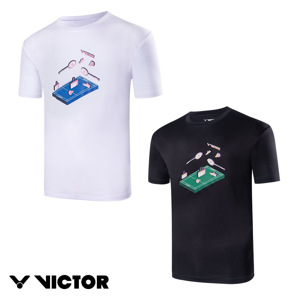 VICTOR 勝利體育 3D羽球場T-shirt(T-2406 A/C 白/黑)