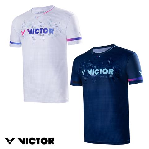 VICTOR 勝利體育 圓點針織T-shirt(T-40037 A/B 白/鈷藍)