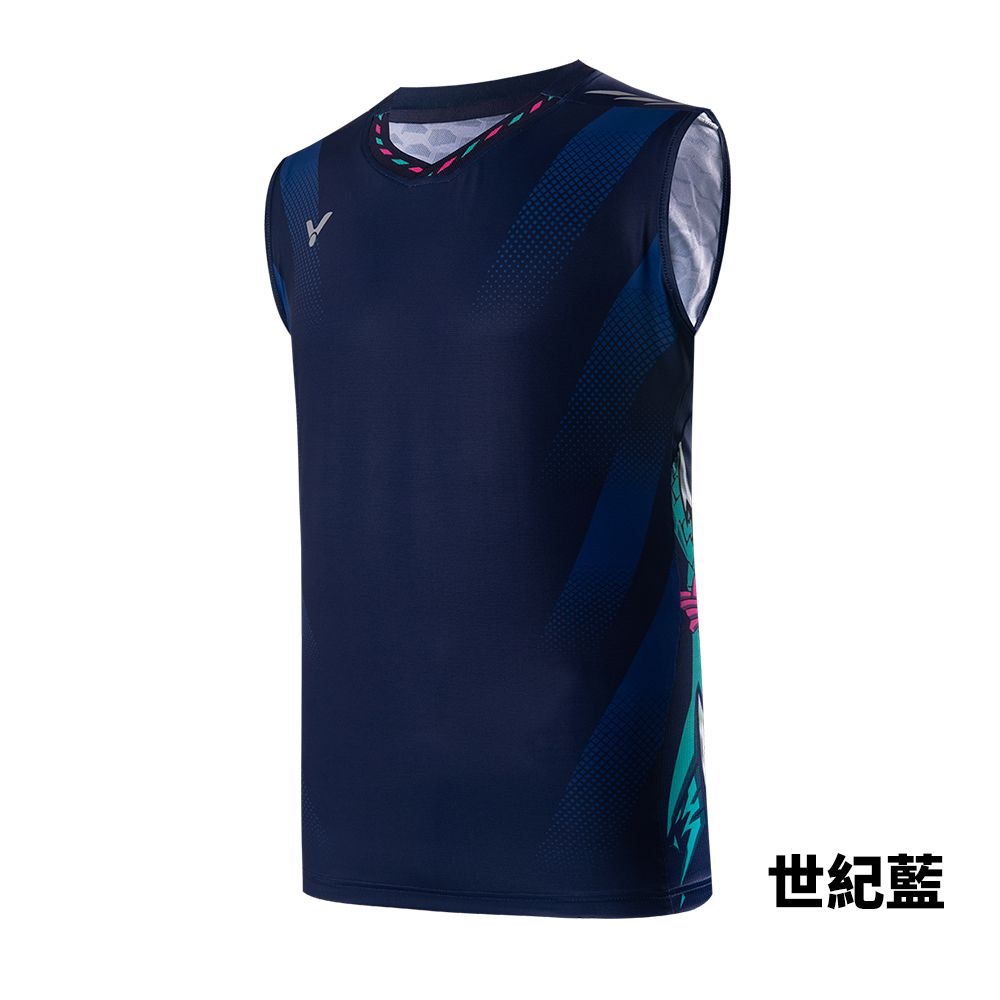 VICTOR 勝利體育李梓嘉專屬賽服背心中性款(T-40006 B/世紀藍C/黑