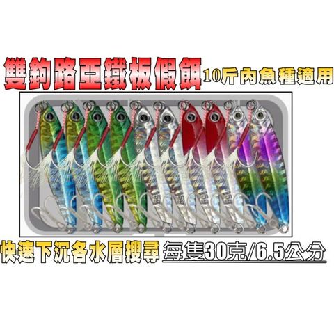 雙鉤路亞鐵板假餌(30克/6.5公分/10隻裝)