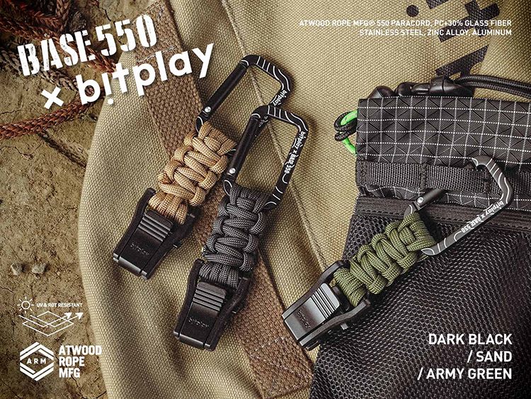 ATWOOD ROPE 550 PARACORD 30 GLASS FIBERSTAINLESS STEEL ZINC ALLOY ALUMINUM ATWOODARM ROPEMFGbitplay BASE DARK BLACK SANDARMY GREEN