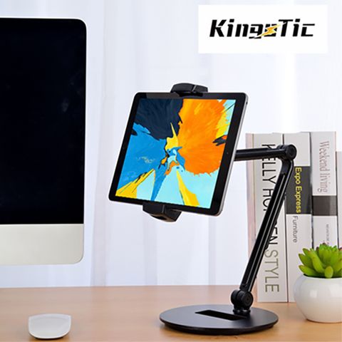 KingoTic全方位桌上型手機平板支架-黑色（長版）