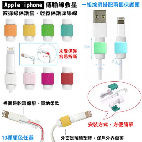 i線套/適用APPLE 傳輸線套( 2入) 十種顏色任選(蘋果充電傳輸線適用)