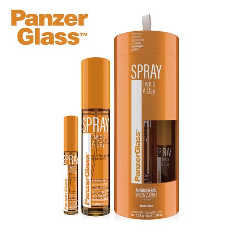 PanzerGlass SPRAY Twice A Day 天然抗菌螢幕清潔液組組合-8+100ml