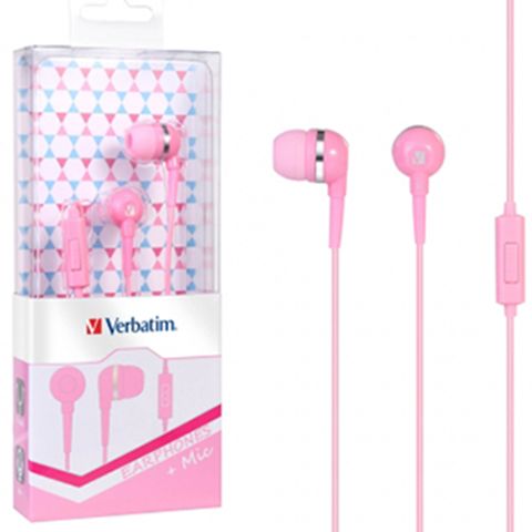 Verbatim 1.2米 粉紅色 入耳式立體音質耳機麥克風