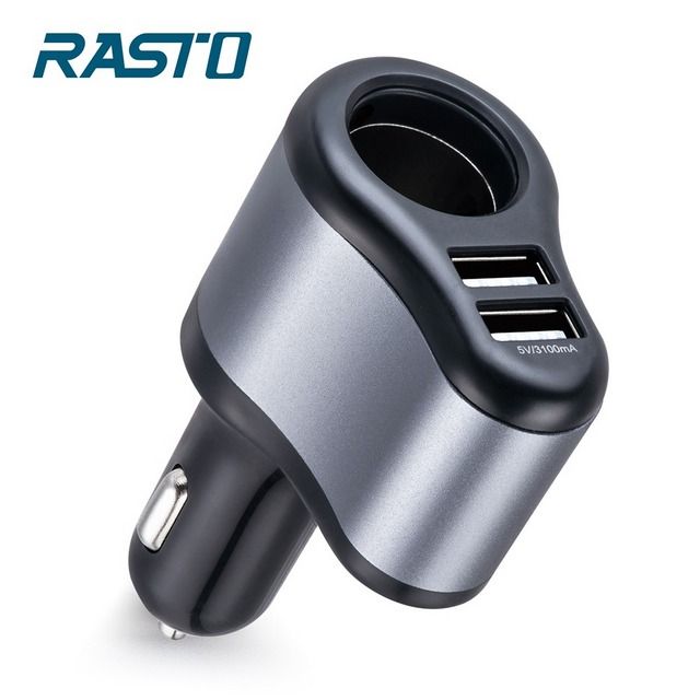 RASTO  RB5 車用擴充+雙USB 3.1A 鋁製充電器