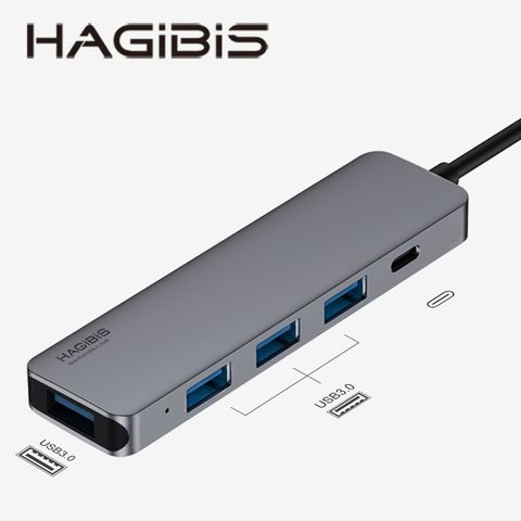 ★全館滿額贈》HAGiBiS★HAGiBiS鋁合金Type-C擴充器USB3.0Ｘ4＋PD(五合一UC0108)